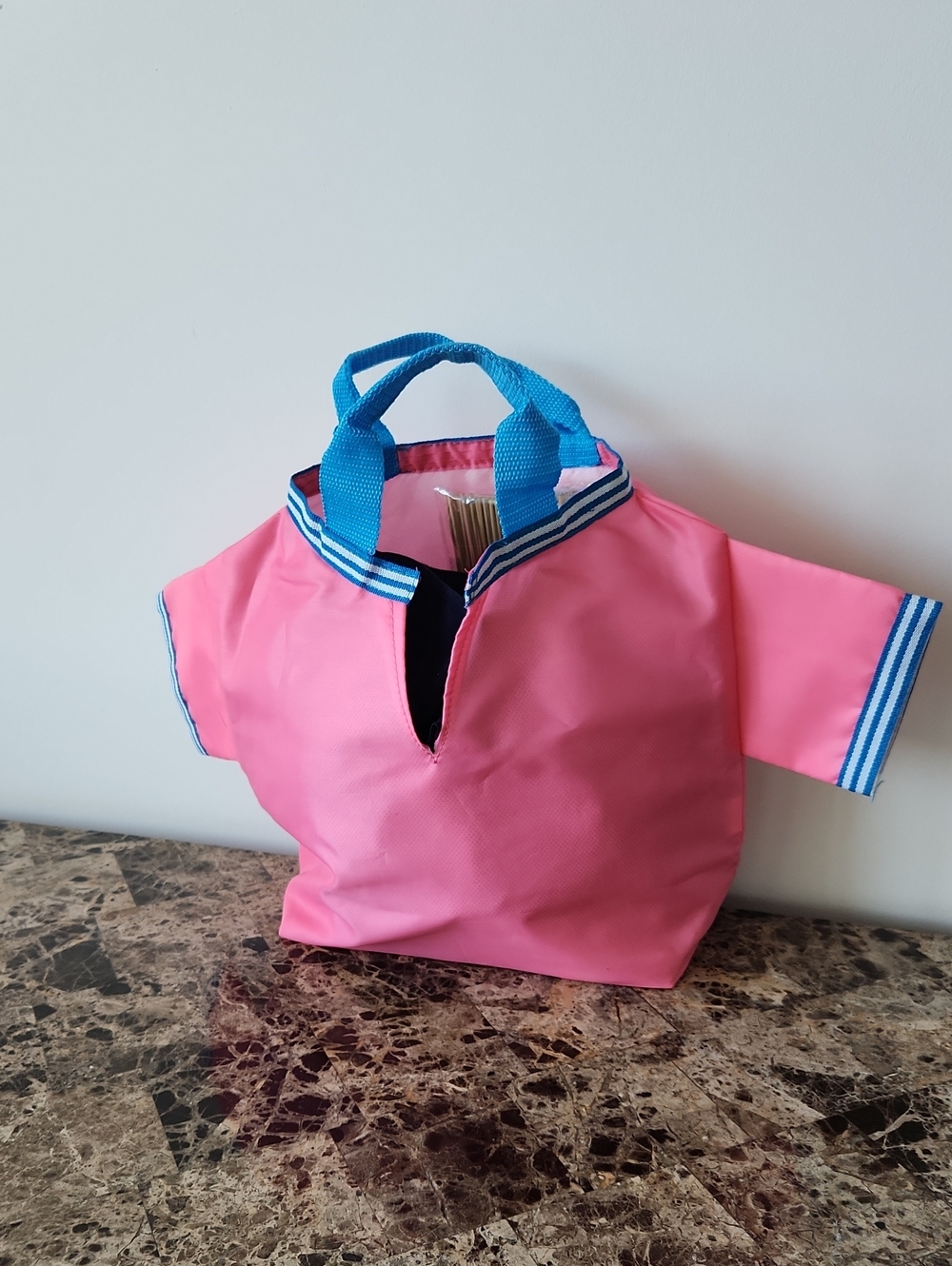 Pink Kids Tote Bag with Blue Handles